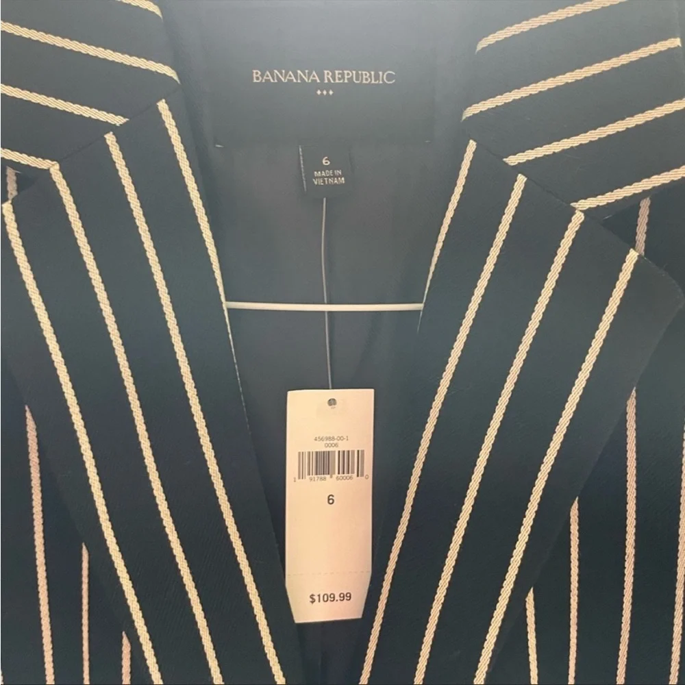 Banana Republic Navy Striped 2 Button Fitted Blazer - Picture 5 of 13